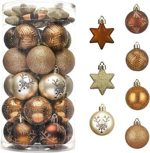 35er Set Weihnachtskugeln Kunststoff Christbaumschmuck 5cm Kupfergold - Bild 1 von 6