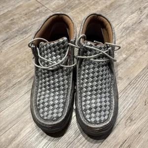Stivali mocassini da guida Twisted X a scacchiera taglia 7 M Chukka stringati grigi WDM0108 - Foto 1 di 9