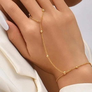 Minimalistische Edelstahl Perlen Finger Kette Armband für Frauen Schmuck Geschenk - Bild 1 von 26