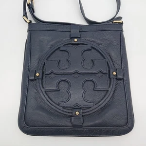 TORY BURCH Shoulder bag Crossbody TT logo Navy Leather HSP037 Made in China - Picture 1 of 24