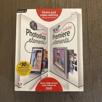 Adobe Photoshop Elements 3.0 PLUS Adobe Premiere Elements, for XP NEW SEALED! - Image 1 of 4