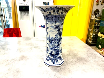 Ancien Grand Vase en Faïence de Delft 40,5 cm de Haut - Photo 1/4