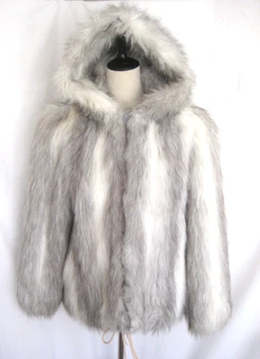 Vintage Jordache Plush Faux Fur Jacket 80s Women’s Hood Size 11/12 - Image 1 of 4