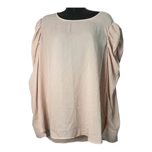 Adrianna Papell Bluse Damen Größe XL rosa champagner gepunktet Raffärmel - Bild 1 von 12