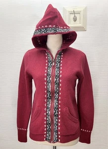 Eddie Bauer Collectibles 100% Lammwolle Kapuzenpullover Gr. L Zip Jacke Cardigan - Bild 1 von 9