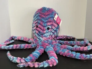 Purple & Blue OCTOPUS PLUSH 27" Sparkly Tie-Dye Stuffed Animal Hearts LARGE - Picture 1 of 3