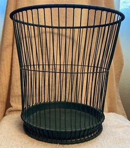 Vintage Massillon Wire Basket Co. Green Wire Waste Basket 13 Inches Tall - Picture 1 of 5
