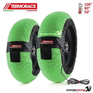 Pair of motorcycle tyrewarmer Termorace Evo green 120-210 - Picture 1 of 5