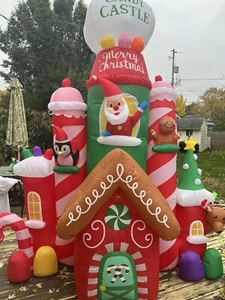 Christmas 10 Ft Yard Inflatable Candy Castle Santa Reindeer - Picture 1 of 1