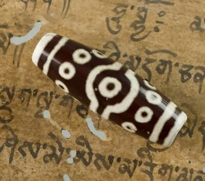 Dzi Tibetano De 15 Ojos - Amuleto Sagrado - 45 Mm - Raro - Tíbet 1035 - Picture 1 of 7