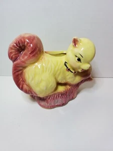 Ceramic Fashions OPCO USA Squirrel Planter Yellow And Maroon - Picture 1 of 6