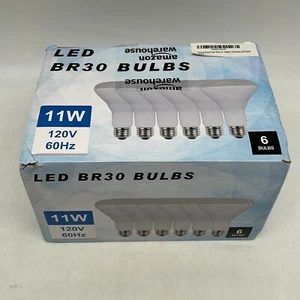 LED BR30 Pack Of 6 Warm White Damp Locations Flood Light Bulbs 11 Watt - Picture 1 of 6
