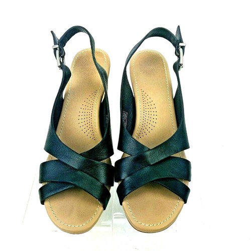 Ugg Sandali con Zeppa e Tacco Wms 8 (EU 39) Pelle Nera Sling Back Regolabile