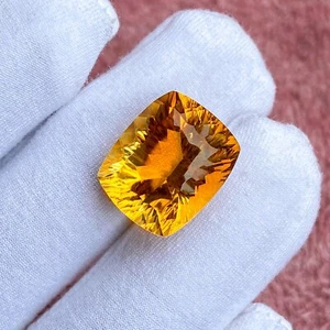 Natural Citrine Cushion Concave Cut 13.75 Ct. Loose Gemstone For Making Jewelry - Picture 1 of 3