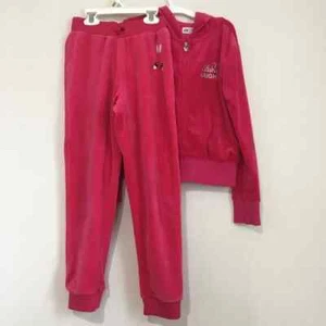 H&M big girls pink velour zip up hooded sweatshirt and velour joggers 2-Pcs Set - Picture 1 of 18