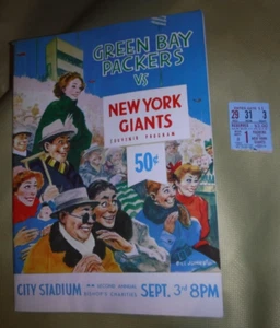 GREEN BAY PACKERS VS NEW YORK GIANTS 1962 STADTSTADIONPROGRAMM & TICKET STUB - Bild 1 von 13