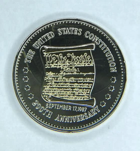 1987 The United States Constitution 200th Anni Double Eagle Commem Gold Gilded - Picture 1 of 2