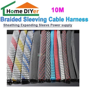 10M Braided Sleeving Cable Harness Sheathing Expanding Sleeve Power supply - Picture 1 of 22