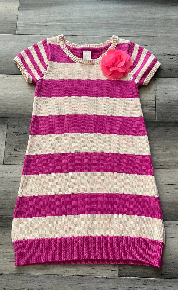 Vestido Suéter Gymboree Rosa Rayas Manga Corta Cuento de Hadas Bosque Talla 7 Foto 1 de 4