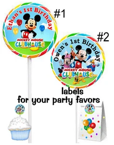 PEGATINAS ETIQUETAS PARA TUS FAVORES DE FIESTA DE CUMPLEAÑOS MICKEY MOUSE CLUBHOUSE FIESTA - Imagen 1 de 2