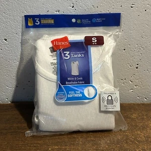 Hanes Boys 3-pack White Tagless Tanks Size Small - Picture 1 of 2