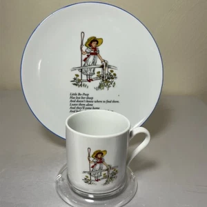 Vintage Children’s Cup And Plate Nursery Rhyme Little Bo-Peep Porcelain Germany - Picture 1 of 12