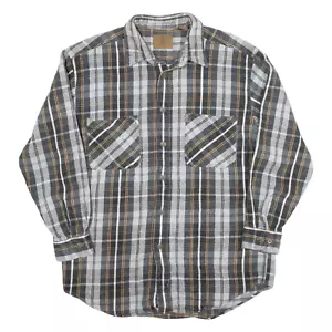 ST JOHN'S BAY Tall Fit Flannel Shirt Grey Plaid Long Sleeve Mens L - Picture 1 of 6