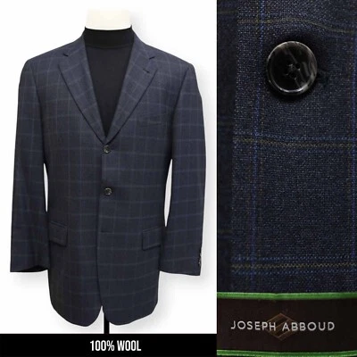 JOSEPH ABBOUD Hombre Azul Ventana LANA ABRIGO DEPORTIVO TRAJE CHAQUETA BLAZER 40 41 L Foto 1 de 4