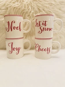Juego de 4 tazas/tazas de café Sur La Table Navidad Navidad Navidad, Alegría, Saludos - Imagen 1 de 9