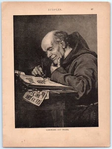 Il lavoro è pregare monaco illustrazione libro incisione stampa libro piatto arte cappuccio HH - Foto 1 di 2
