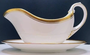 COALPORT ELITE GOLD GRAVY BOAT AND UNDERPLATE - Picture 1 of 17