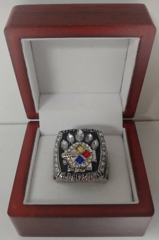 Hines Ward - 2005 Pittsburgh Steelers Super Bowl Silver Color Ring W Wooden Box Cover