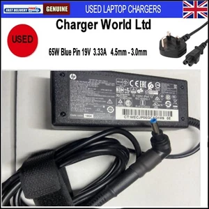 Original hp Elitebook blue pin 65w 19.5v 3.33a + blue pin adapter and power lead - Picture 1 of 5
