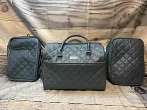 Samantha Brown Blue Quilted PVC Carry On Bag Weekender Duffel Make Up Toiletries - Picture 1 of 14