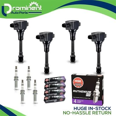 4 Ignition Coil & NGK Ruthenium Spark Plug for Nissan Sentra Versa Rogue UF549 - Image 1 of 4