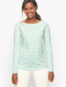 [Talbots] AUTHENTISCHES TALBOTS T-SHIRT - SCHLITTSCHUHSTICKEREI - Größe Medium - Neu - Bild 1 von 2