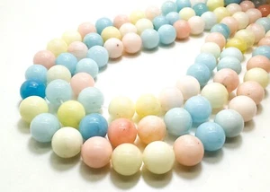 Morganite Agate Smooth Polished Round 10mm Gemstone Jewelry Making Beads RN197H - Picture 1 of 3