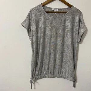 Calvin Klein Womens Size M Silver Tank Top Drawcords Polyester #1123 - Picture 1 of 8