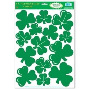 Shamrock Window Clings 12" x 17" St Patricks Day Decorations Party Supplies - Picture 1 of 1