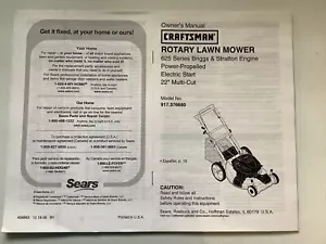 CRAFTSMAN 625 Serie rotierender Rasenmäher 22 Zoll Modell 917.376680 Bedienungsanleitung - Bild 1 von 1
