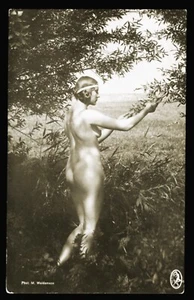 Cartolina d'epoca PINUP NUDO anni '10 POSA ALL'APERTO di WEIDERMANN Germania - Foto 1 di 1