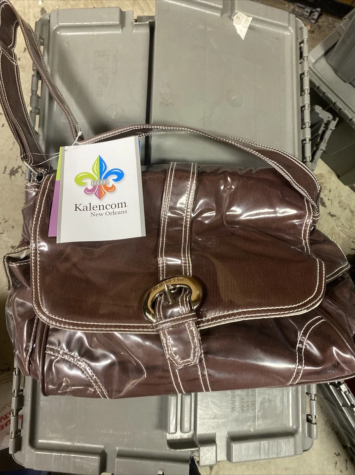 Kalencom Laminated Buckle Bag Brown Corduroy Bottle Bag Zip Pouch Changing Pad - Image 1 of 1