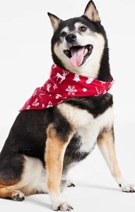 Family PJ’s Merry Bandana per Animali Domestici in Cotone Stampato, Rosso, L/XL - Foto 1 di 4