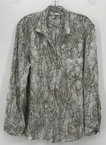 Top blusa Zara stampa serpente semi trasparente bottoni davanti taglia large 100% viscosa nuovo senza etichette - Foto 1 di 6