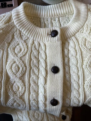 Vtg Granny Cardigan Womens M Cream Cable Knit Cottagecore Perfect Condition - Image 1 of 4