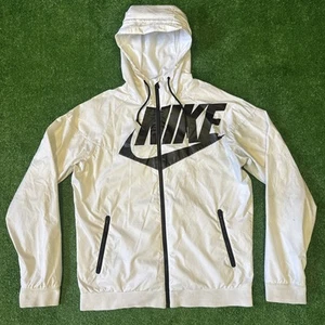Giacca a vento Nike full zip uomo media bianca nera foderata in rete con cappuccio - Foto 1 di 9