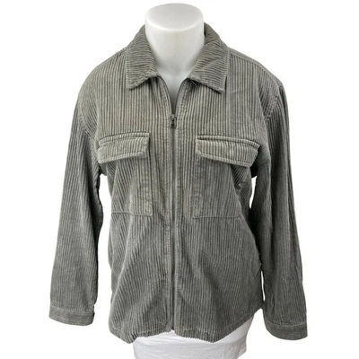 Blusa Urban Outfitters Ryder masculina cinza veludo com zíper manga longa G - Imagem 1 de 4