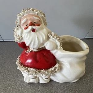 Vtg Spaghetti Santa Planter Candy Dish Ceramic Japan - Picture 1 of 7