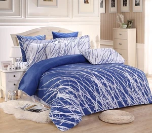Queen Size Blue Tree Cotton Bed Product: 1 Duvet Cover + 2 Pillow Sham (B2811) - Picture 1 of 2