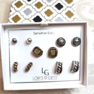 LORI’S GIFTS Earring Set Gold and Silver Tone Mixed Styles Sensitive Ears New - Picture 1 of 5
